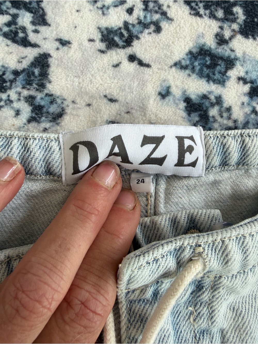 DAZE Drawstring Wide Leg Jeans 24 | Viral Still Here Cool Jean Dupe - Picture 4 of 7